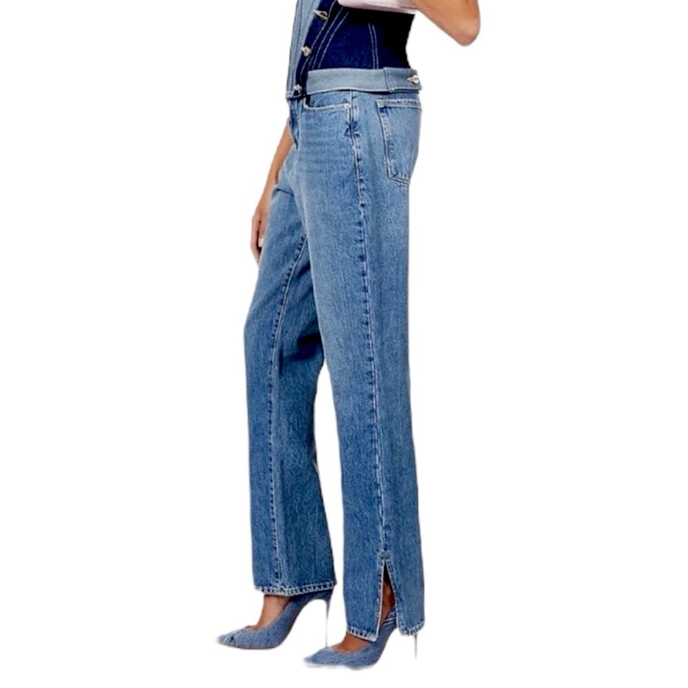 Good American Good Boy Split Leg Straight Jeans